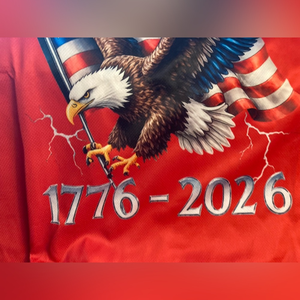 Patriotic Eagle Graphic V-Neck Tee - 250 Years Red - Picture 10 of 11